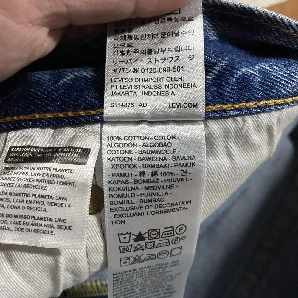 Levis 501 '93 Selvedge Jeans Mens 36x29 Blue Light Wash Straight Leg Premium